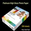 Platinum High Gloss 200g Waterproof Photo Paper, 5x7 Inch, A5, A3, for Color Printers.
