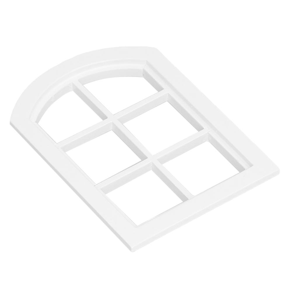 Dollhouse Windows Mini Miniature Dollhouse Arched Window Furnishings with 6 PanesWhite