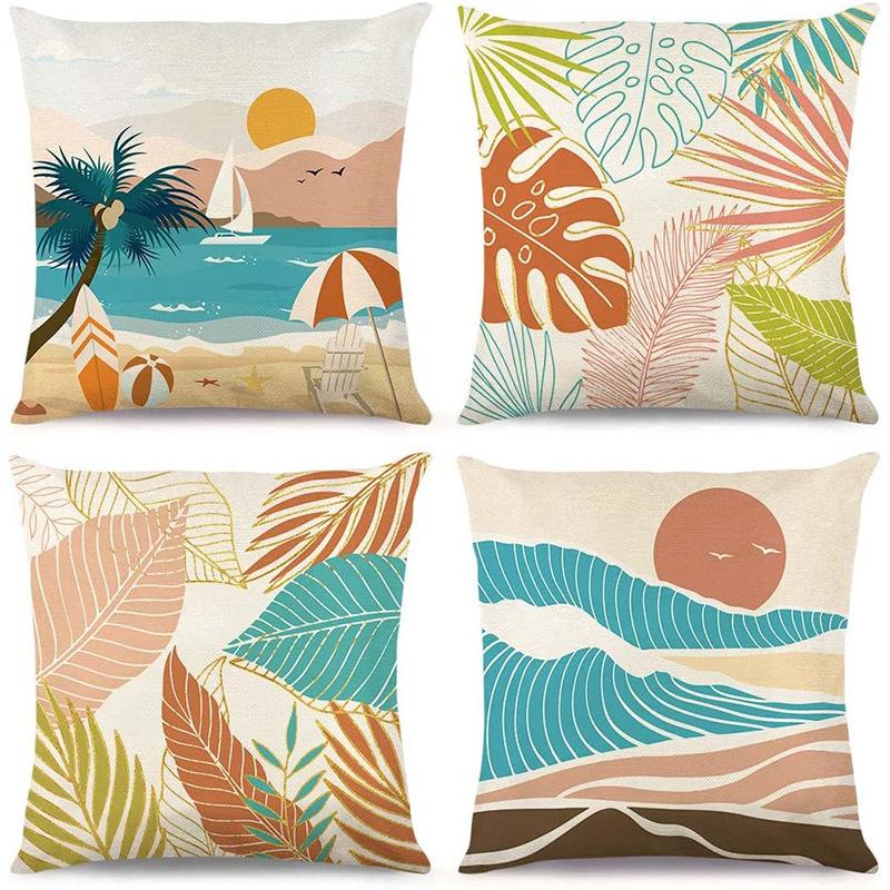 Summer Hot Style Ocean Style Pillow Beach Shell Pattern Blue Pillow Case Home Sofa Pillow Case Cushion Cover