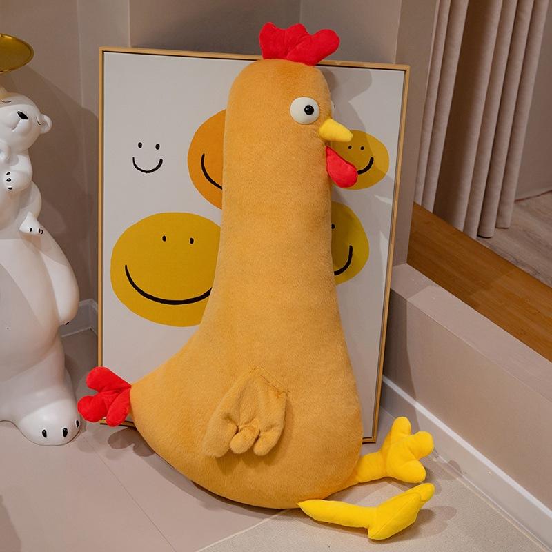 Small yellow chicken throw pillow plush toy doll yellow chick doll girl bed sleeping leg rag doll