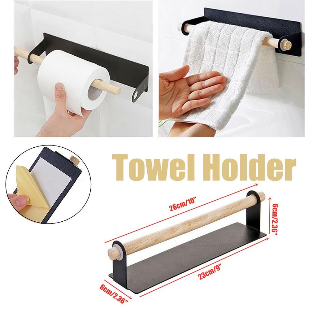 Self-adhesive Roll Paper Kitchen Holder Towel Storage Rack Cabinet Shelf Bathroom Hanging