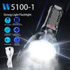 Rechargeable Led Flashlights High Power P500 3Gears Anti-slip Torches Ultra-long Lighting Distance Lamp Outdoor Searchlight