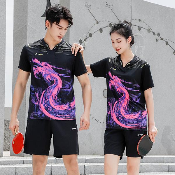 Li-Ning Ping Pong Series Quick-Dry Sports Round Neck T-Shirt Unisex Tops Black AAYR361-2