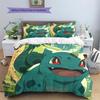 Bulbasaur Patterned Pillowcase & Duvet Cover Set Casual Anime Bedding for Daily Bedroom Decor Present for Anime Fans.-TING