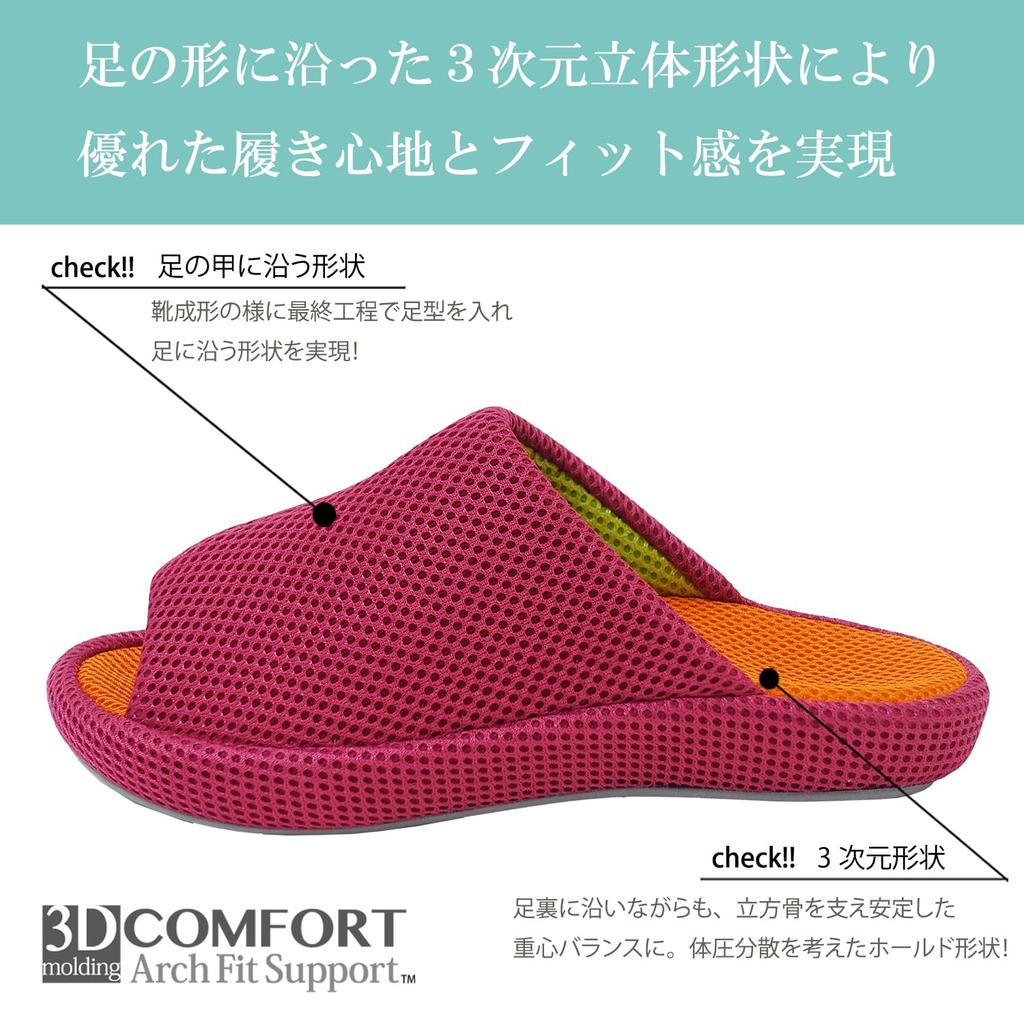 Okamura 3D Комфортная Сетка Осанка Удобные Снижает Усталость Тапочки, Большие, Черные, NDAA8901BK, Поддержка, Ходьба,