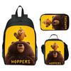 Hoppers Beaver Metamorphosis Print 3-Piece Set School Backpack Lunch Bag Pencil Case Cartoon Student Set