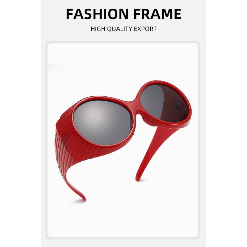 Солнцезащитные очки оверсайз в круглой оправе, в стиле личности, панк, с широкими дужками, ветрозащитные