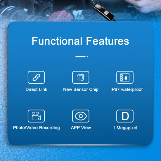Эндоскопическая камера 1920P HD-совместимая с 8 светодиодными лампами Водонепроницаемая инспекционная камера Тип-C Эндоскоп для двигателей автомобилей-рыб
