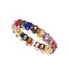 Dazzling Gold Oval Adjustable Ring With Colorful Rainbow Stones For Trendy Women's Summer Style