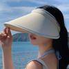 Summer Sun Hat for Women Elastic Adjustment Large Brim Empty Top Cap Fashion Ladies Tourism Vacation Leisure Sunscreen Beach Cap