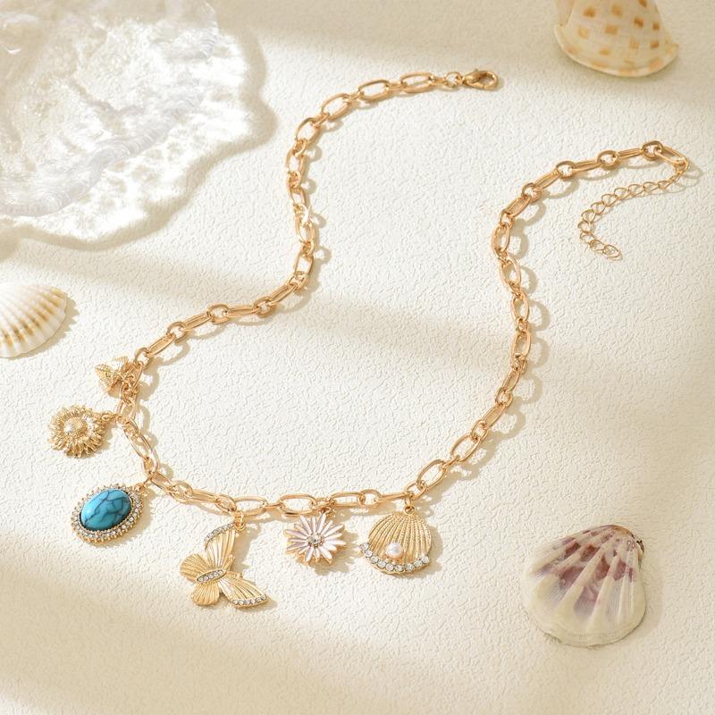 Personalized Necklace, Fresh and Natural Bee Butterfly Pendant, Niche Metal Sunflower Flower Necklace for Women