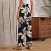 Women's Printed Wide Leg Pants With Pockets High Waist Drawstring Loose Casual Pants