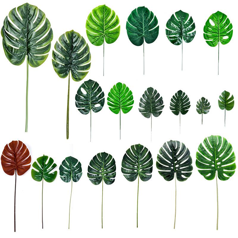 Modern Creative Vase Flower with Turtle Leaf Sample Artificial Green Plant Soft Decorations Durable Plastic Material