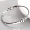 Trendy Braided Wire Bracelet with Metal Bar Accent Durable Magnetic Lock Jewelry for Men & Women