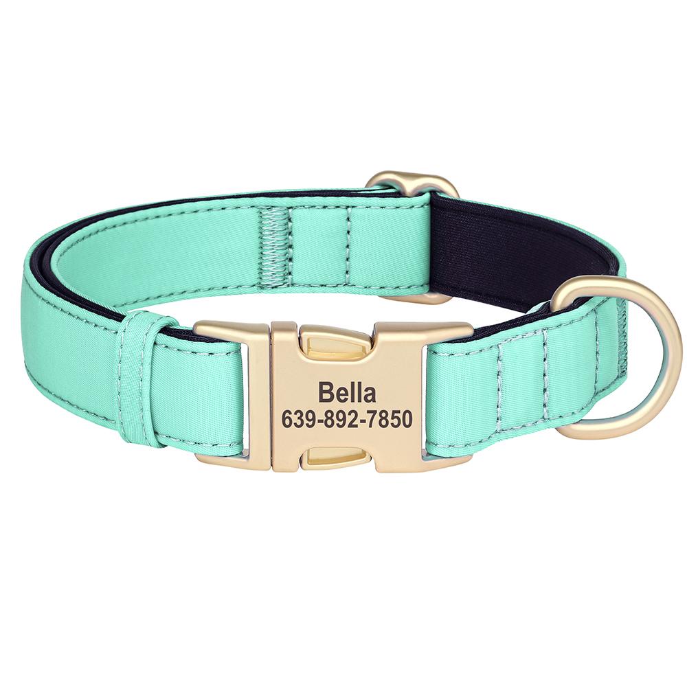 Персонализированный ошейник для собаки Водонепроницаемый нейлоновый ошейник для собаки Мягкий padded ожерелье для питомца Бесплатная гравировка для маленьких, средних, больших собак Питбуль