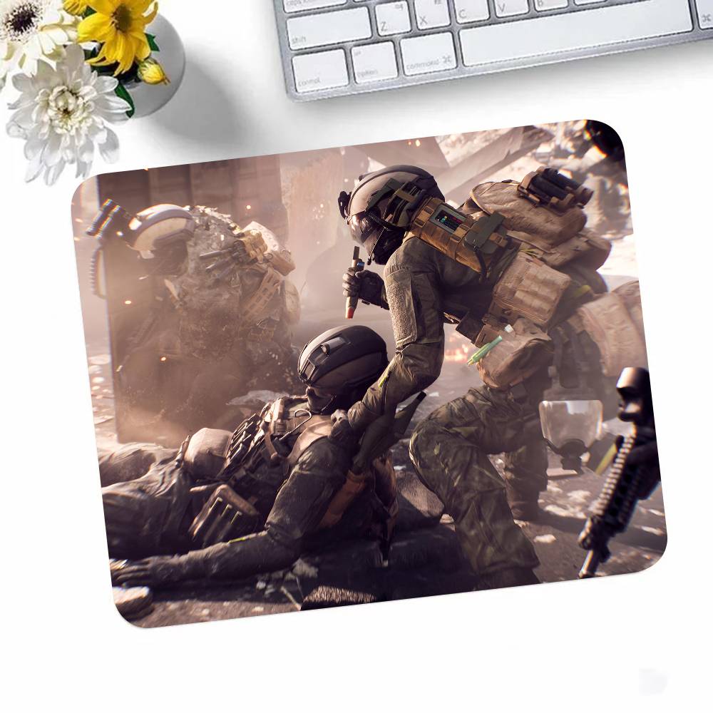 Игровой B-Battlefield 6 Коврик для мыши Маленький с заблокированным краем Коврик для мыши Для геймеров Настольный коврик для компьютера Прямоугольный Противоскользящая резина