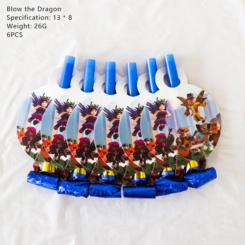 Roblox Game Party Supplies: Virtual World Plates, Cups, Hats Set