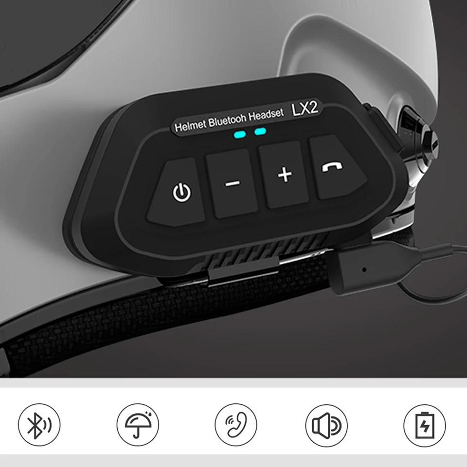 LX2 Bluetooth-гарнитура для мотоциклетного шлема, наушники с микрофоном для 2 гонщиков, Bluetooth-стереонаушники, громкая связь, мото-коммуникатор, динамик, гарнитура, байкерская гарнитура