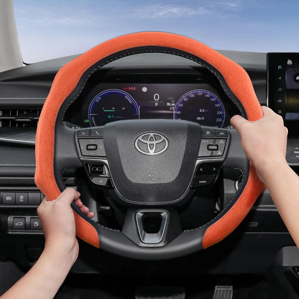 Подходит для Toyota Премиум замшевая накладка на руль с защелками, Нескользящие и прочные автомобильные аксессуары, Модифицированный Yaris Auris Chr Corolla Rav4 Hilux Wish