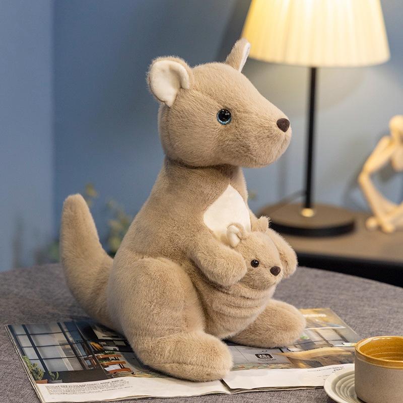 Simulated Australian Mother and Child Kangaroo Doll Plush Toy Parent-child Doll Zoo Gifts