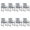 VidaXL Set of 8 Garden Chairs with Cushions, Patio Seats, Dining Chairs, Outdoor Patio Furniture, 3078223