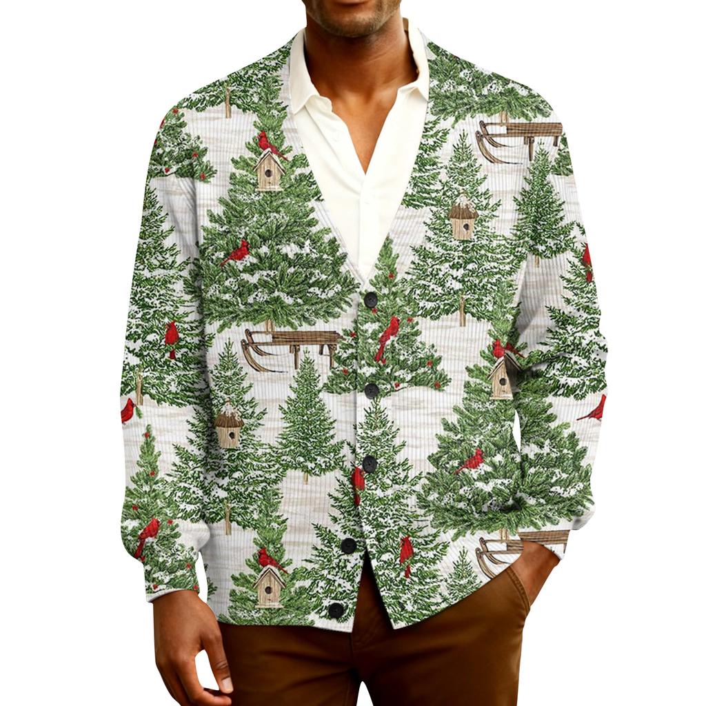 Мужской кардиган с длинным рукавом, рубчатой вязки