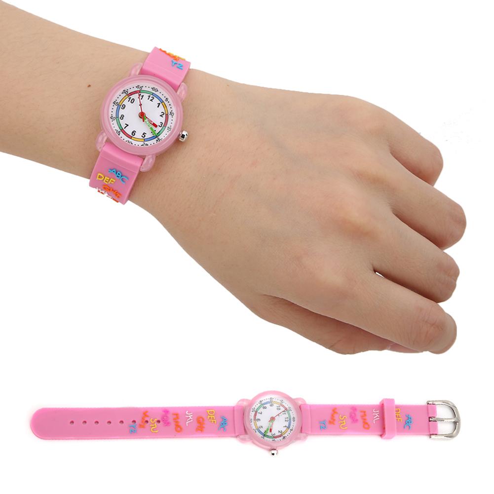 Детские водонепроницаемые часы с рисунком из мультфильма, детские наручные часы с функцией распознавания времени, розовый