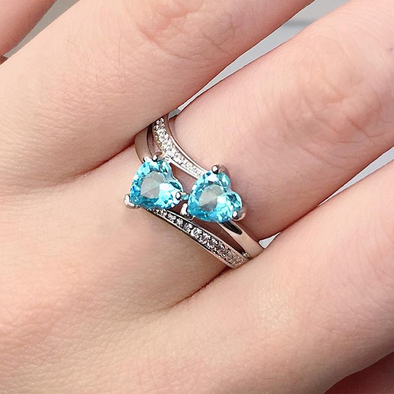 2026 Design Double Heart Shape Zircon Ring European and American Ring Jewelry