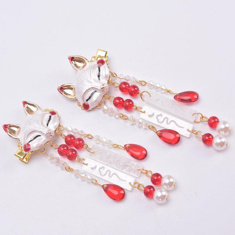 Японское аниме, женские волосы, головной убор, лиса, каваи, кисточка, шаг, встряхивание волос