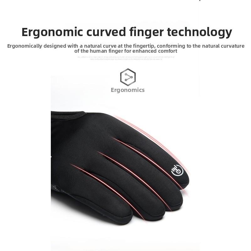 Windproof Touchscreen Gloves - Men's Insulated Full-finger Cycling Gloves - Anti-slip, Warm, Water-resistant Skiing Gloves