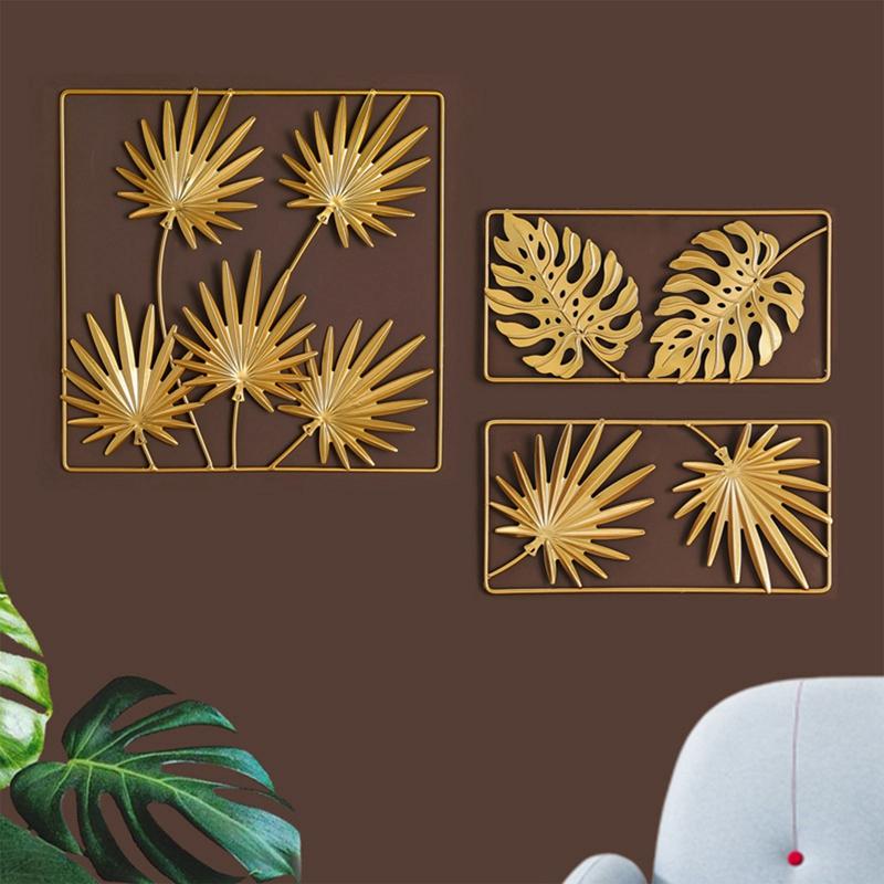 Nordic Metal Leaf Iron Wall Hanging Plant Wall Подвесной настенный светильник Mural Спальня Гостиная Домашний декор Черепаха Лист Украшение стены