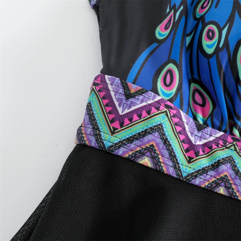 Женский купальный костюм с высокой талией и открытой спиной, пляжный купальник-танкини, цельный купальник без рукавов с принтом, пляжная одежда