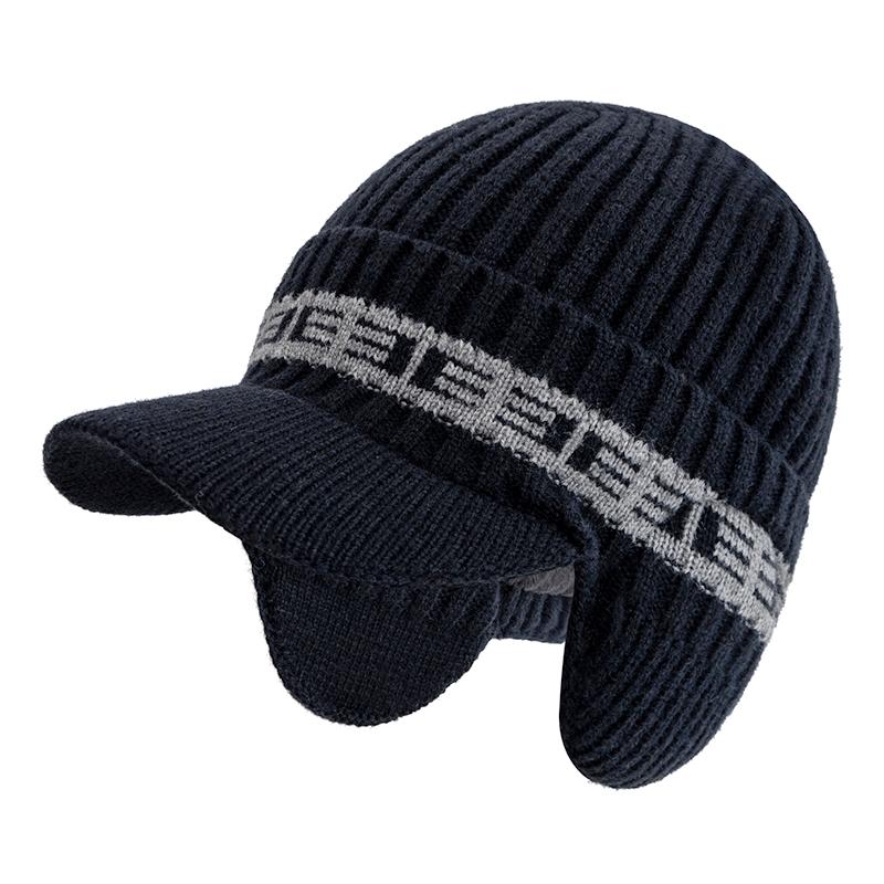 New Style Plush Fur Lined Winter Hat With Earflap Fashion Beanie Hats Men Outdoor Keep Warm Cap Winter Hat Father Warm Gift