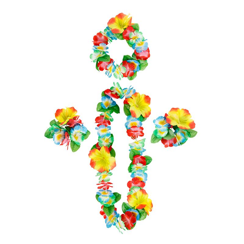 4 шт./набор Гавайские цветочные леи Гирлянда Ожерелье Венок Лепестковая повязка на голову Браслет Декор для пляжной вечеринки Свадебные аксессуары для наряда