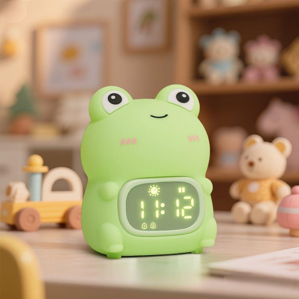 Pig/Frog Shape Toddler Sleep Training Clock 7 Colors Night Light New Alarm Clock for Kids Gifts