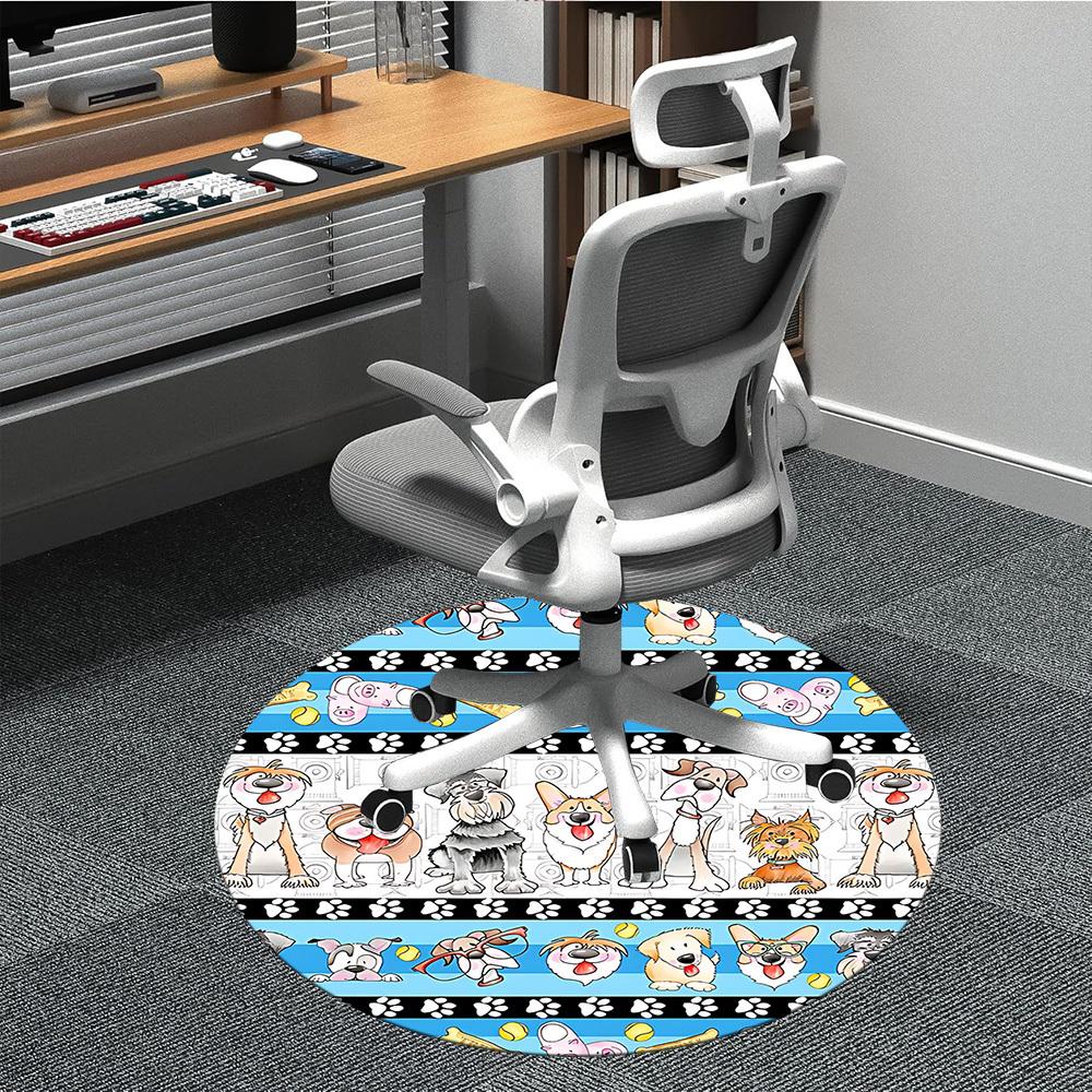 1pc Dogs Paw Prints Office Round Rug, Non-slip, Soft and Durable Office Rug for Interior Decoration, Perfect for Office, Beautiful Decoration yy260323