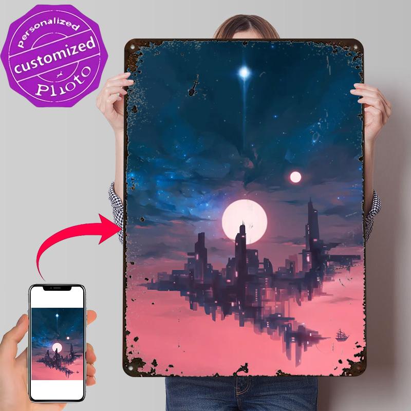 Sky City III Poster Retro D Printed Metal Signs Customized Wall Hanging Gift for Vintage Decorations Home Decor Bar Accessories