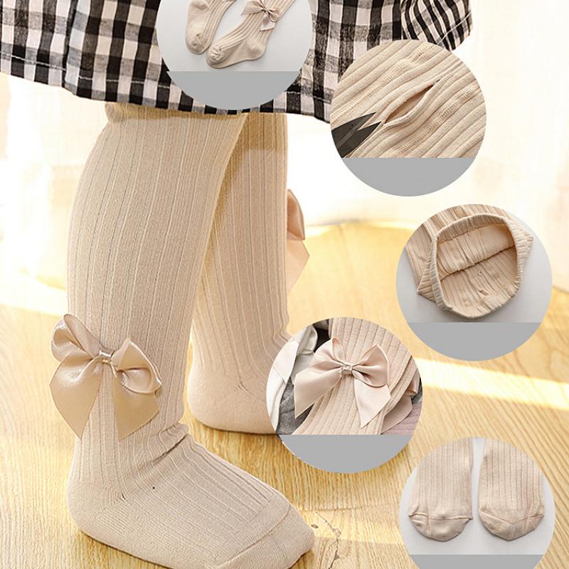 6 Colors Spring/Summer Cotton Girls' Tight Leggings Baby Jumpsuit Baby New Long Pants Children's Bow Pantyhose Baby Stockings