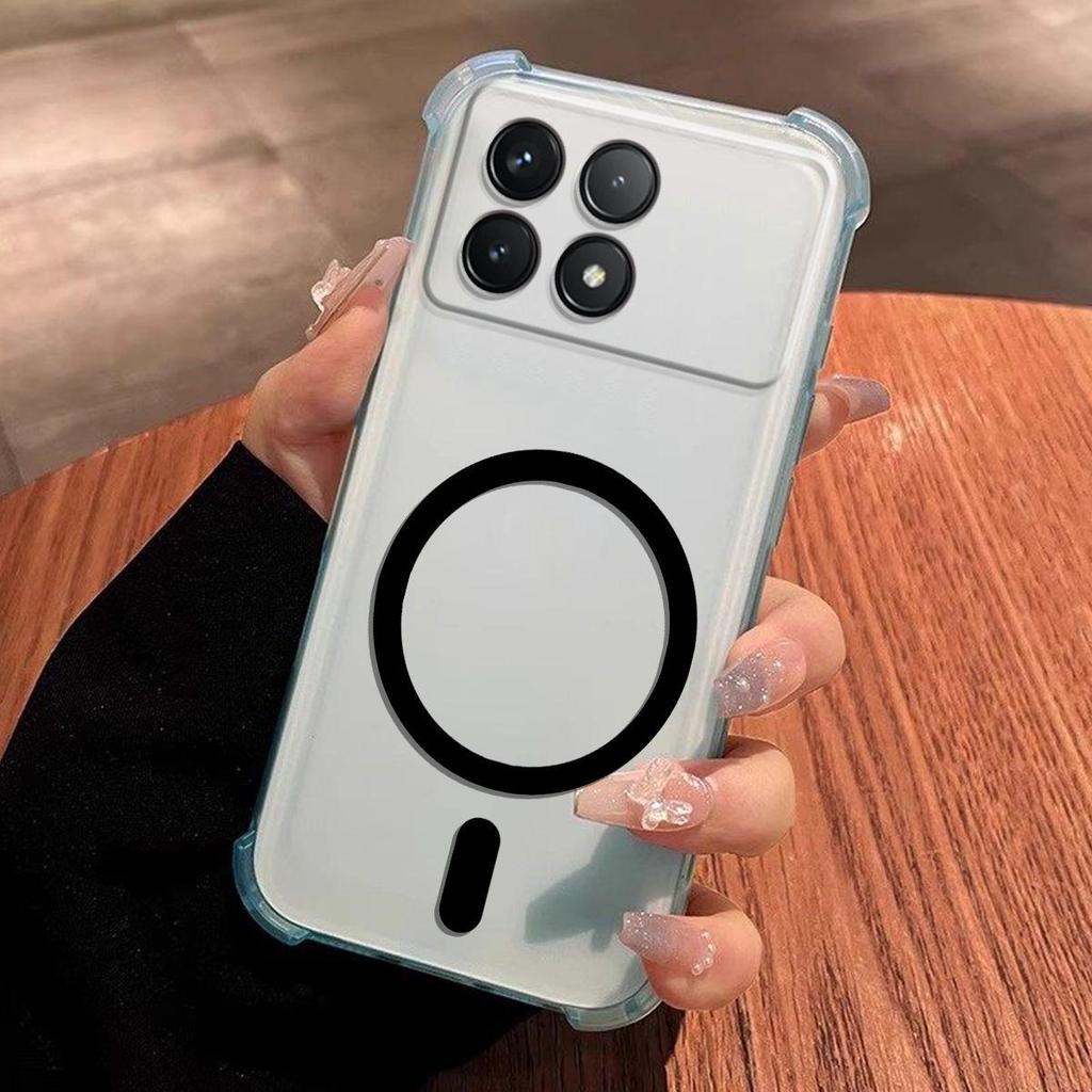 Магнитное кольцо DIY Желейный чехол для Xiaomi POCO X6 Pro 5G Защита от падения с подушками безопасности по углам