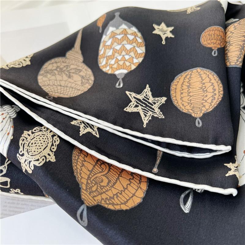 110*110 Cm Square Silk Scarf Women's Fashion Printed Small Neck Scarf Office Women's Hair Belt Folar Handkerchief Women's Handkerchief Shawl Scarf