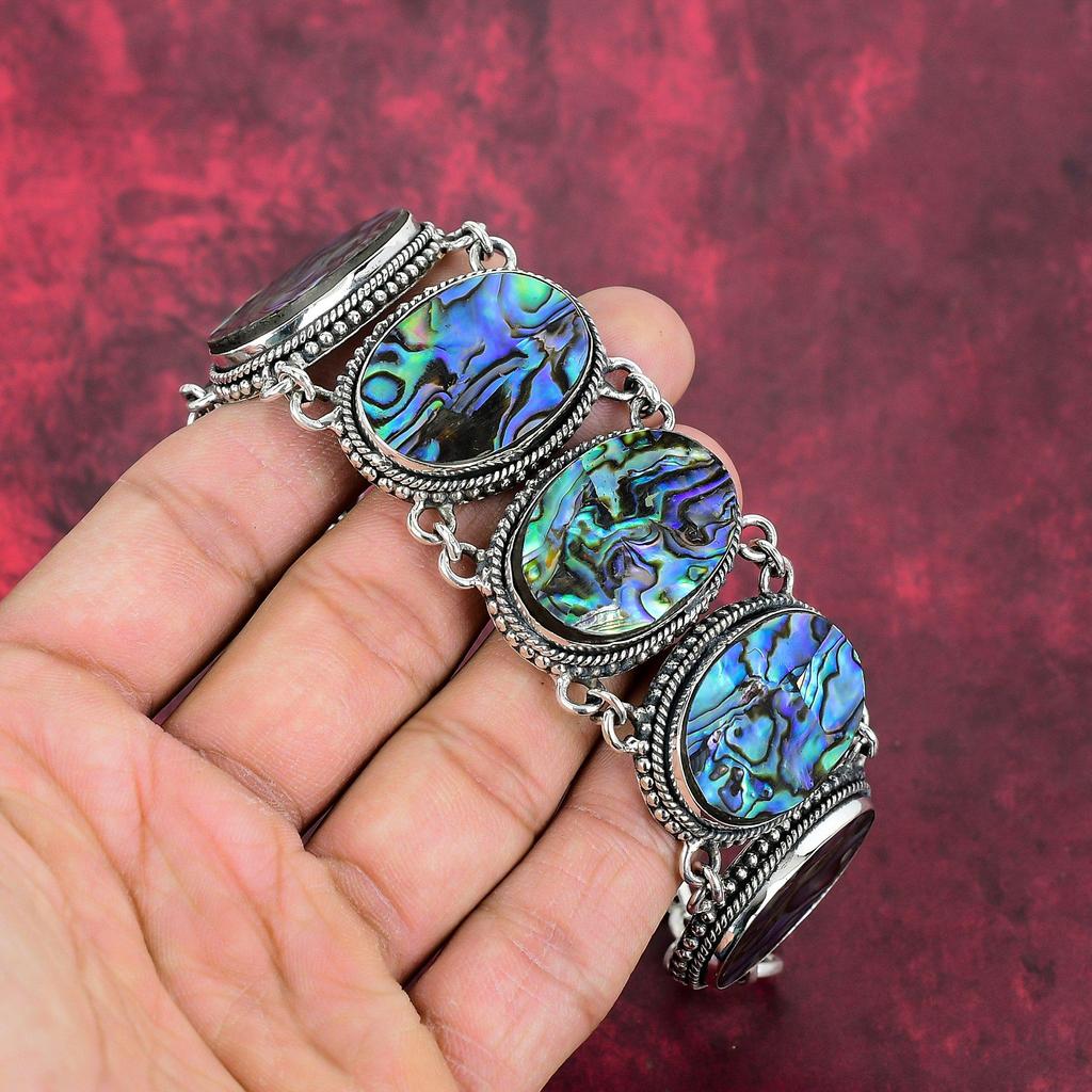 Ювелирные изделия ручной работы из драгоценного камня в виде раковины морского ушка, комплект ювелирных изделий из стерлингового серебра 925 пробы, браслет и ожерелье, подарок на День Благодарения