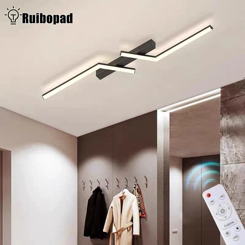 Minimalistic LED Ceiling Light Black Gold Line Iron Indoor Decorative Lamps For Living Room Balcony Study Illumination Fixtures