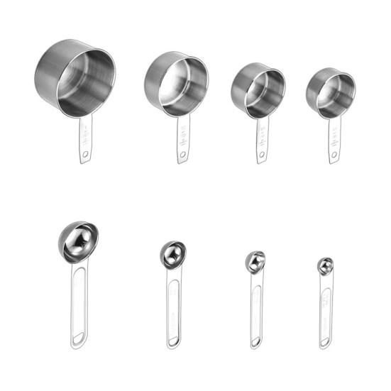 Набор мерных ложек из нержавеющей стали, двухсекционные весы, эргономичная ручка, мерный стакан