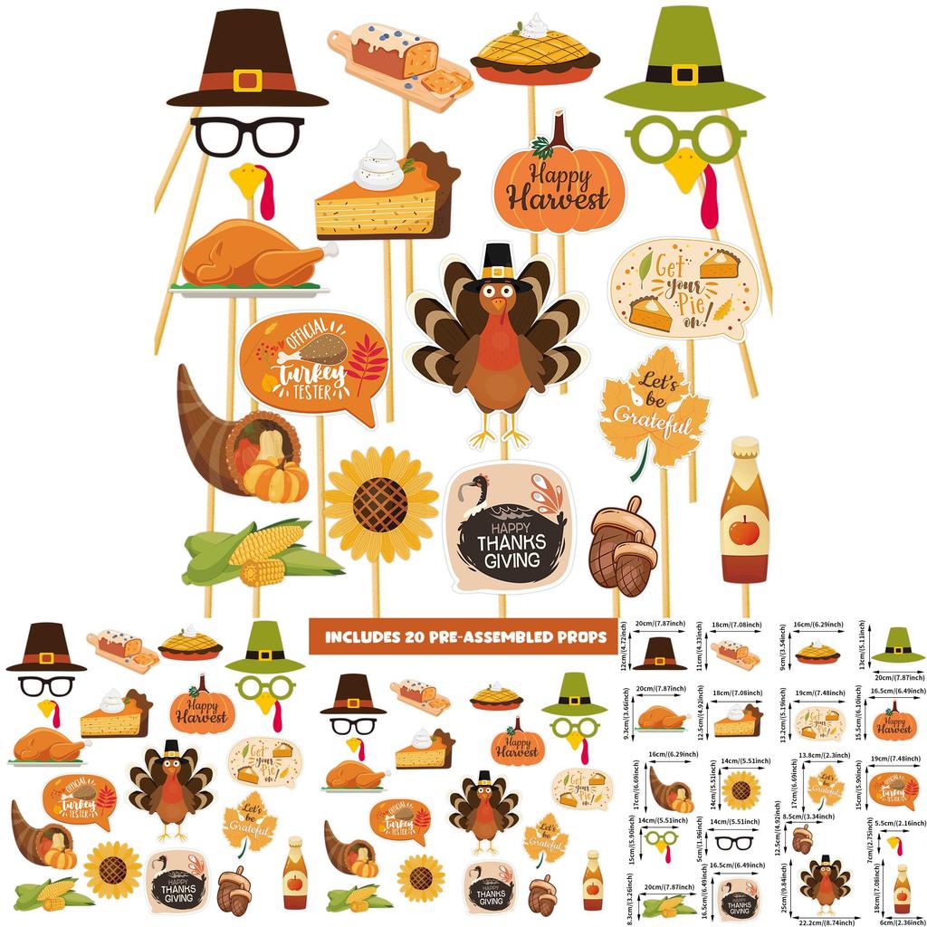 Holiday Party Photo Booth Props For Thanksgiving Day With Turkey Design For Family Gatherings