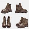 Johnature Women Boots Genuine Leather Winter Ziper Round Toe Women Shoes Sewing Handmade Retro Ankle Platform Boots