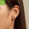 S925 Silver Dachshund Dog Stud Earrings Jewelry Set, Cute Animal Plain Silver Open Ring