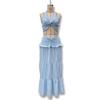 European & American Style Women's V-Neck Halter Camisole and Ruffle Skirt Set