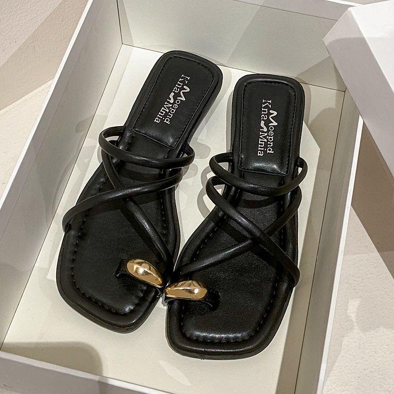 Summer 2024 Flip Flops Women's Slippers and Ladies Sandals White Shoes Rubber Slides Outside Low Heel Footwear Unique New Style