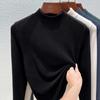 Autumn and Winter Women's Bottoming Shirt Dralon Warm Half High Neck Long-sleeved Double Faced Velvet Inner Tops