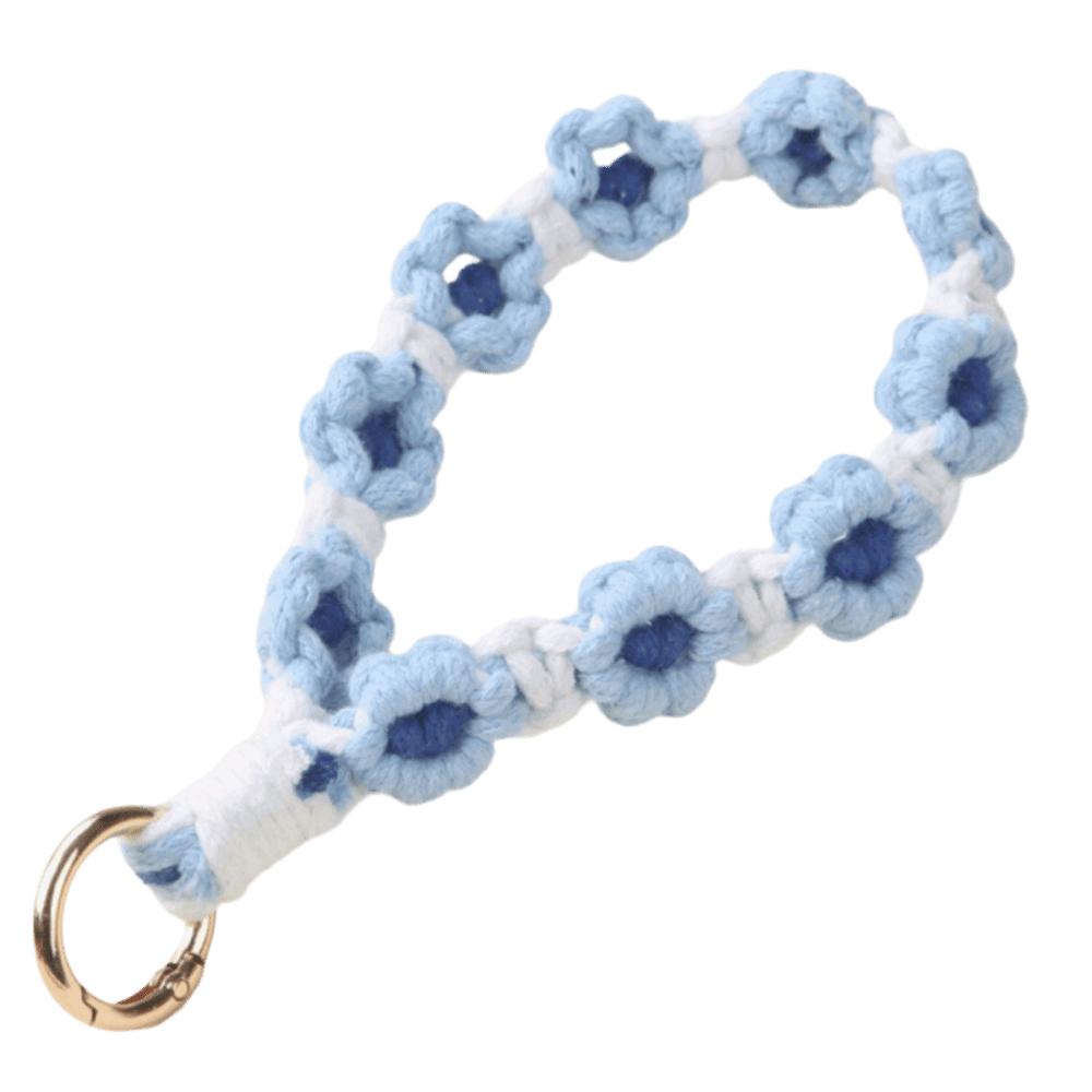 Daisy Flower Phone Wristband Cotton Rope Daisy Flower Keyring Boho Style Phone Lanyard Phone